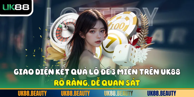 Giao diện kết quả Lô đề 3 miền trên UK88 rõ ràng, dễ quan sát